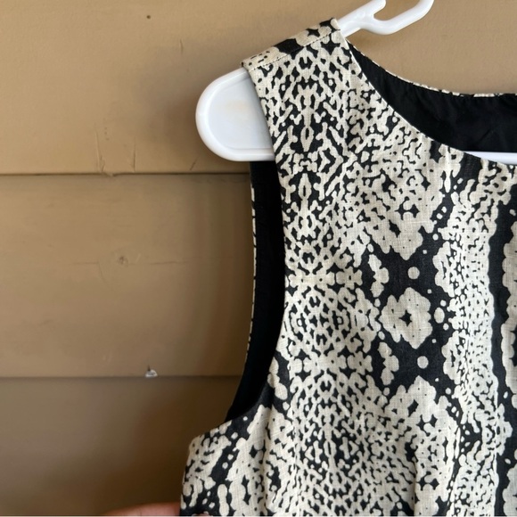 Ann Taylor Loft Linen Snake Print Color Block Shift Dress Size 8P Summer Casual - Picture 3 of 5